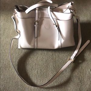 Vanilla colored handbag optional cross body strap